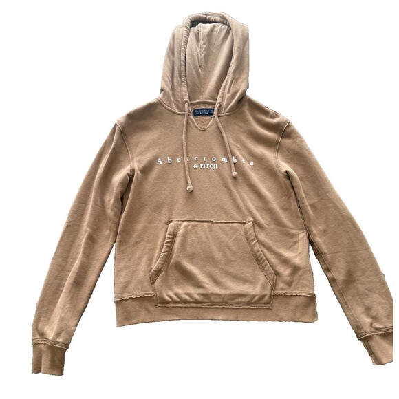 Abercrombie & Fitch Hoodie Women Extra Small Soft A&F Fleece Tan Brown Cozycore - Picture 1 of 8